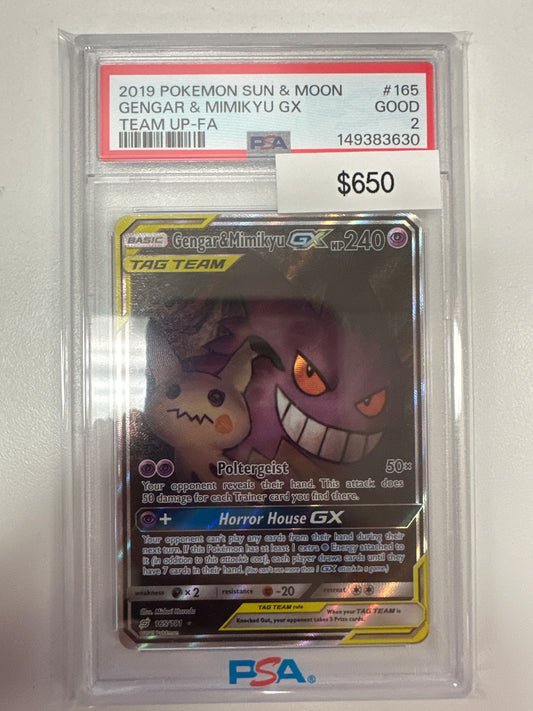 Pokemon Gengar & Mimikyu GX 165/191 PSA 2