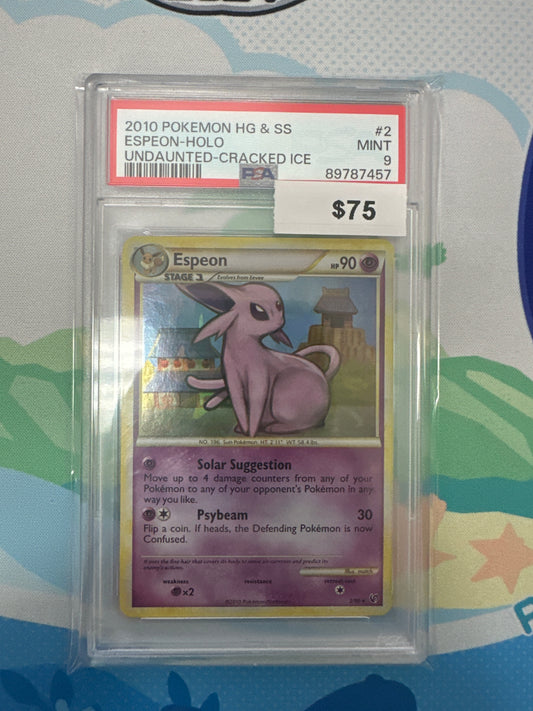 Pokemon HGSS Undaunted Espeon Cracked Ice #2 PSA 9