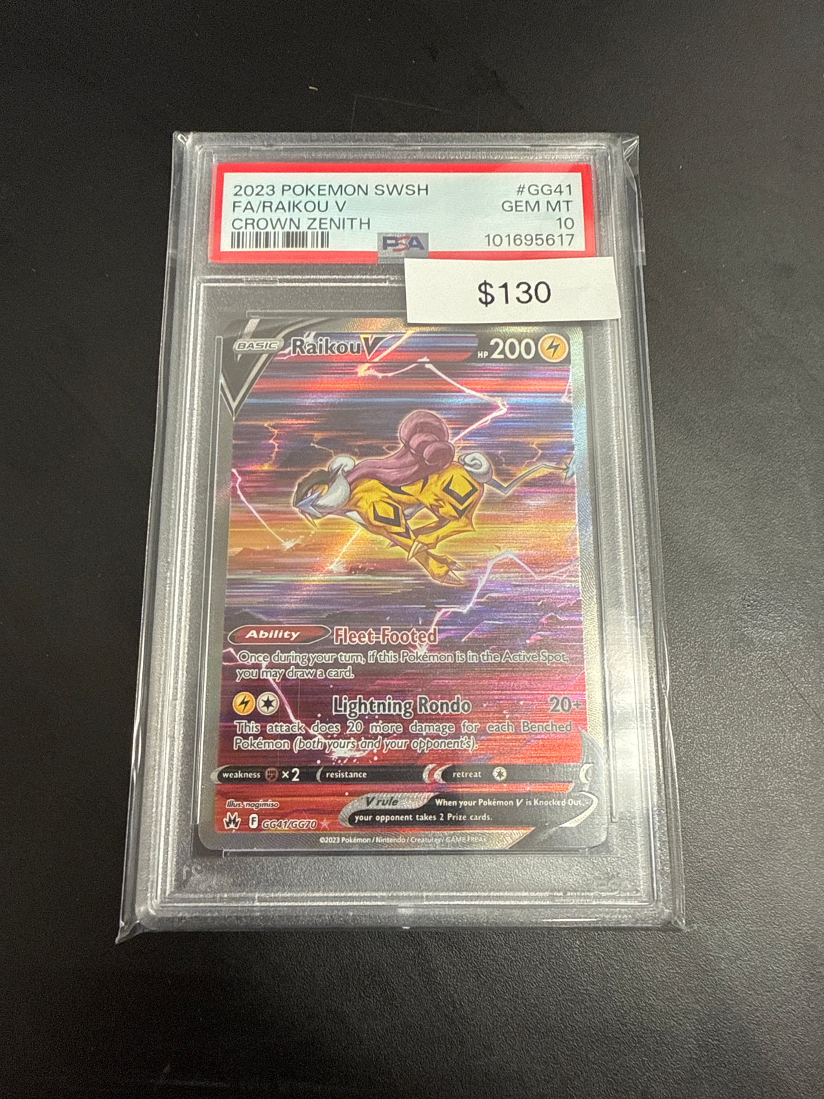 2023 Pokemon Crown Zenith Raikou V GG41 PSA 10