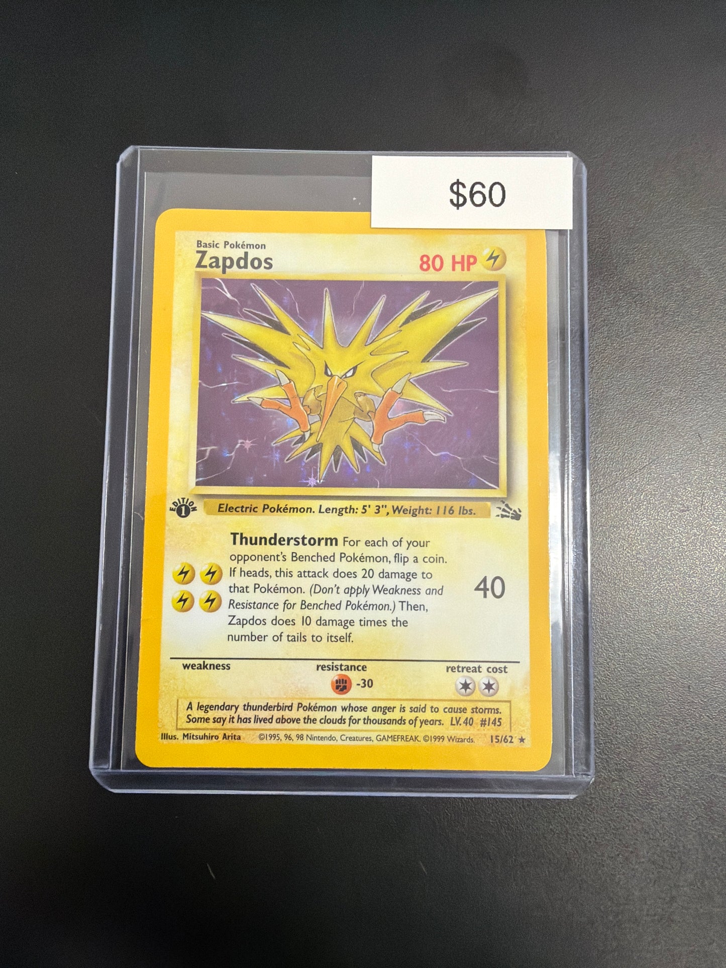 Pokemon Fossil Zapdos 1st Ed. #15/62