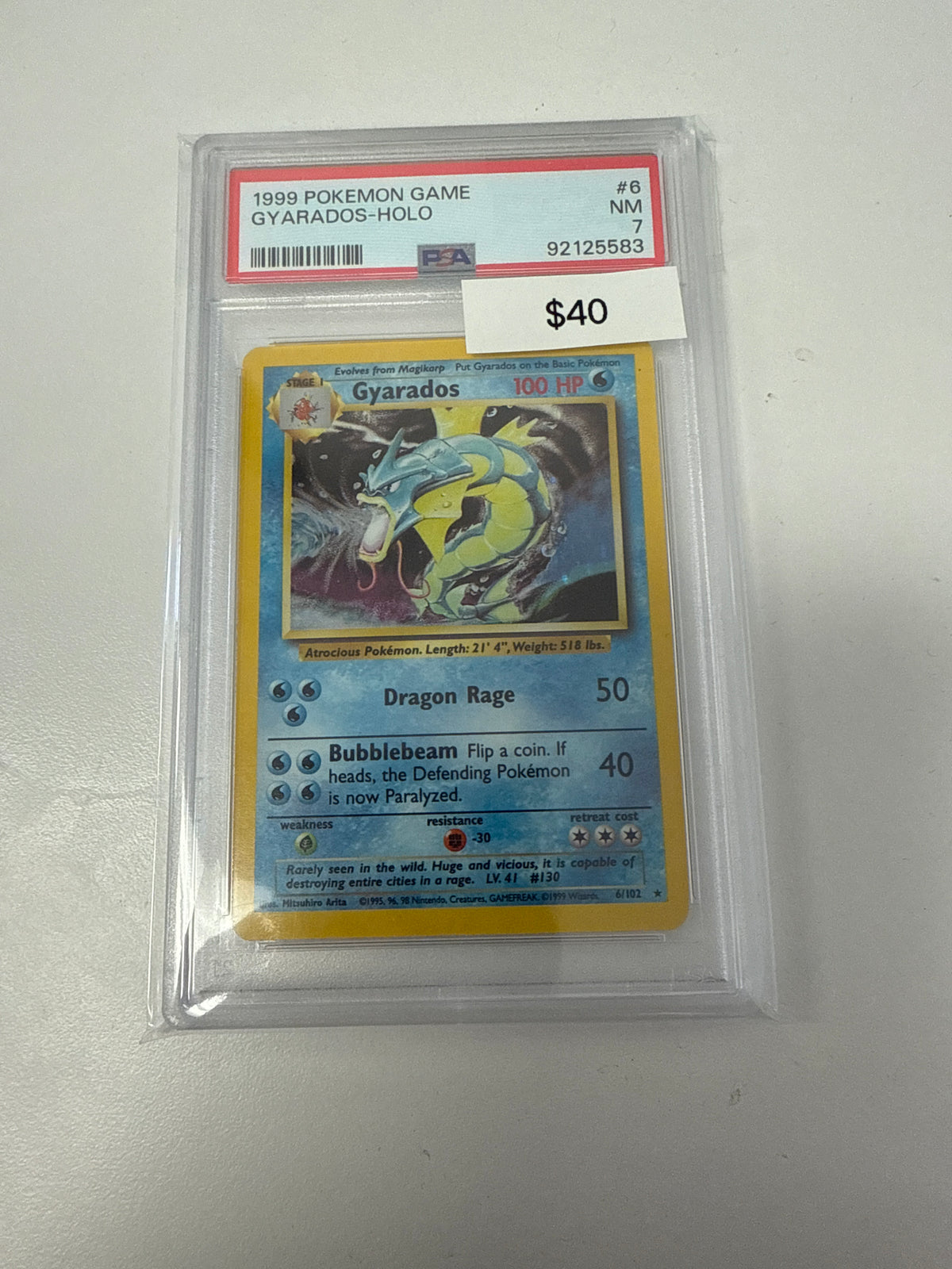 Pokemon Base Set Gyarados Holo #6/102 PSA 7