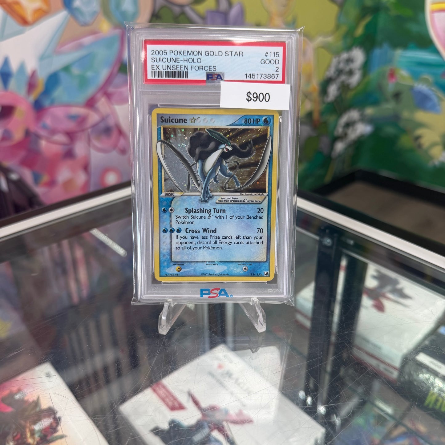 Pokemon Suicune Gold Star #115 PSA 2