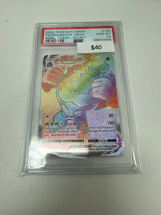 Rebel Clash Rilaboom Vmax Secret #193/192 PSA 10