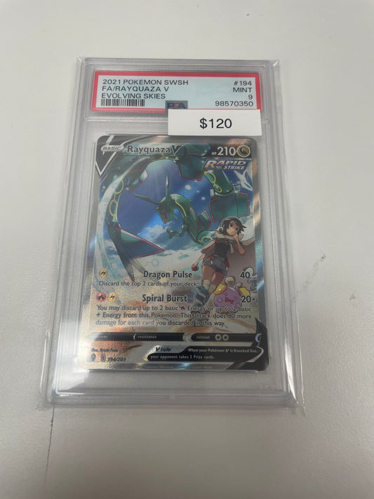 Pokemon Evolving Skies Rayquaza V Full Art #194/203 PSA 9
