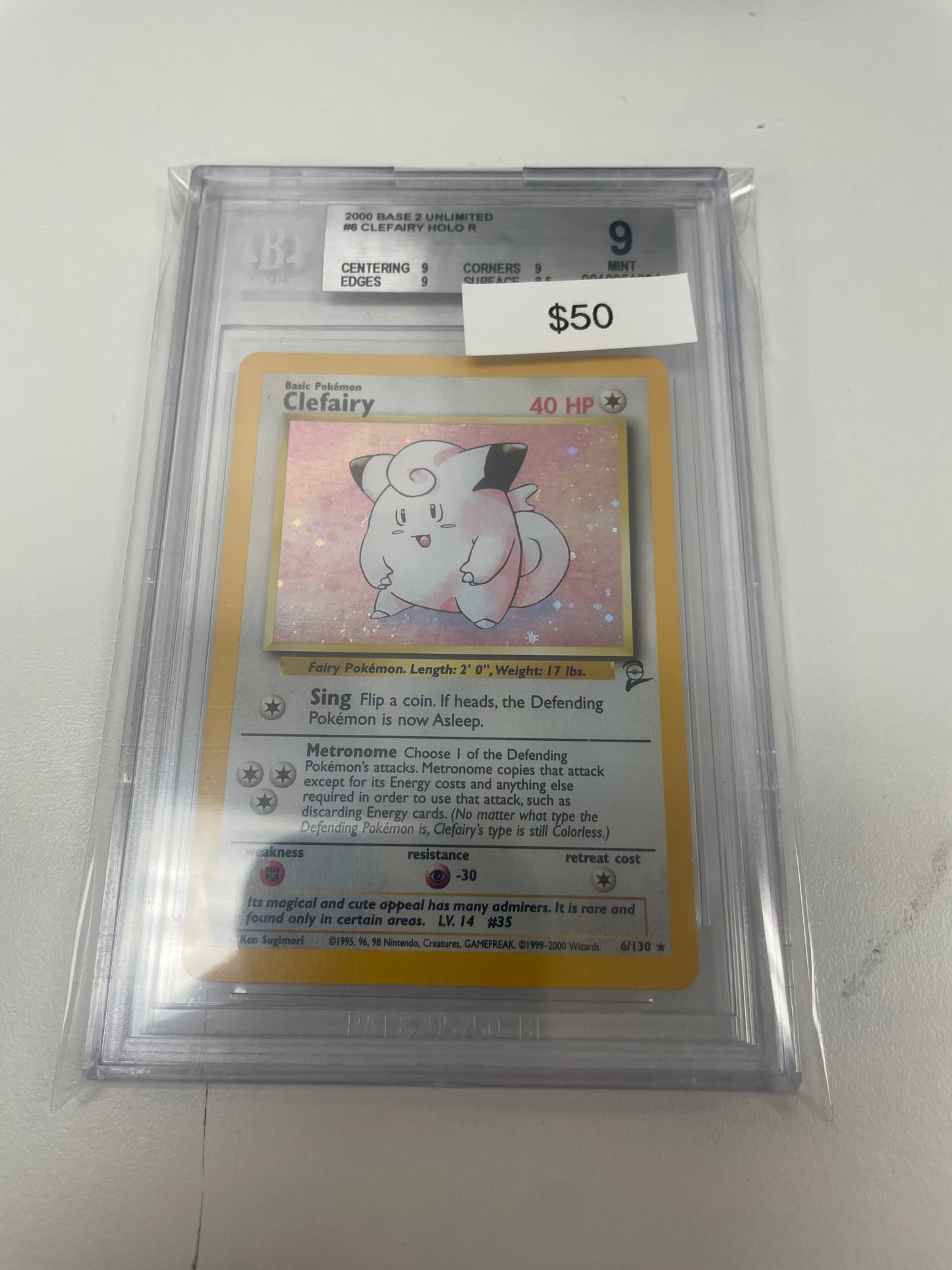Pokemom Base Set 2 Clefairy Holo #6/130 BGS 9
