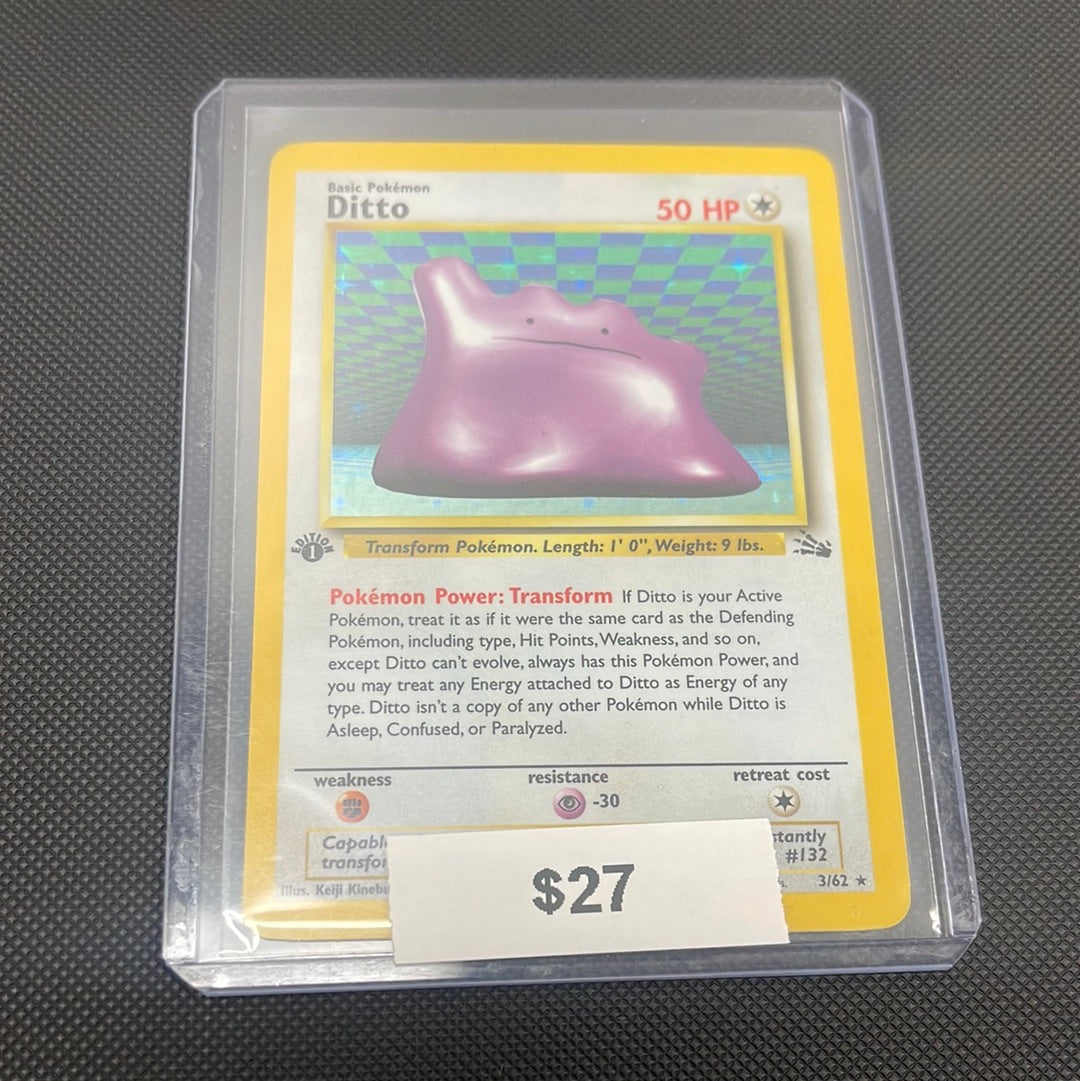 Pokémon Ditto Fossil 1st Edition Holo 3/62