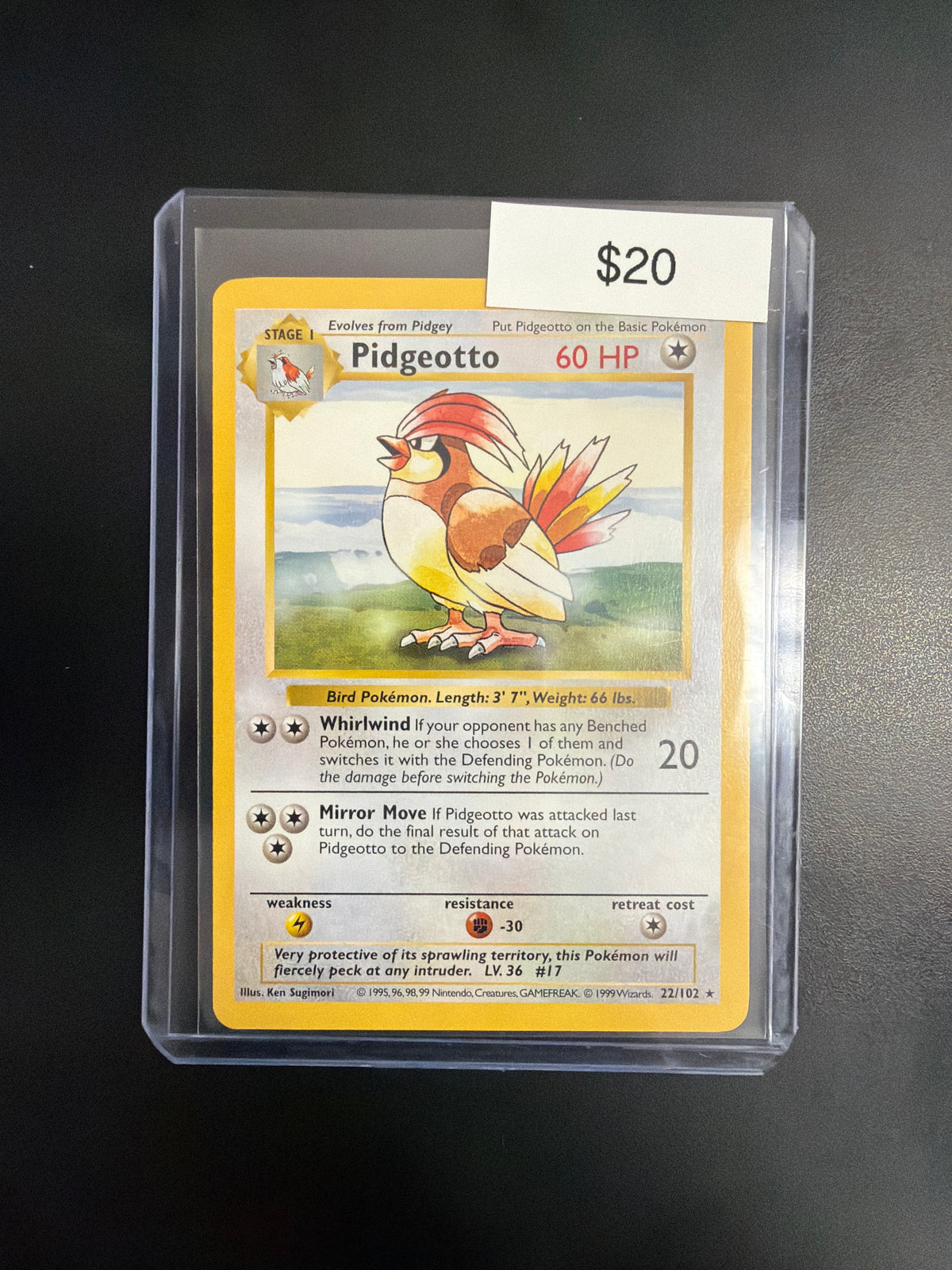 Pokemon Pidgeotto Shadowless 22/102 NM