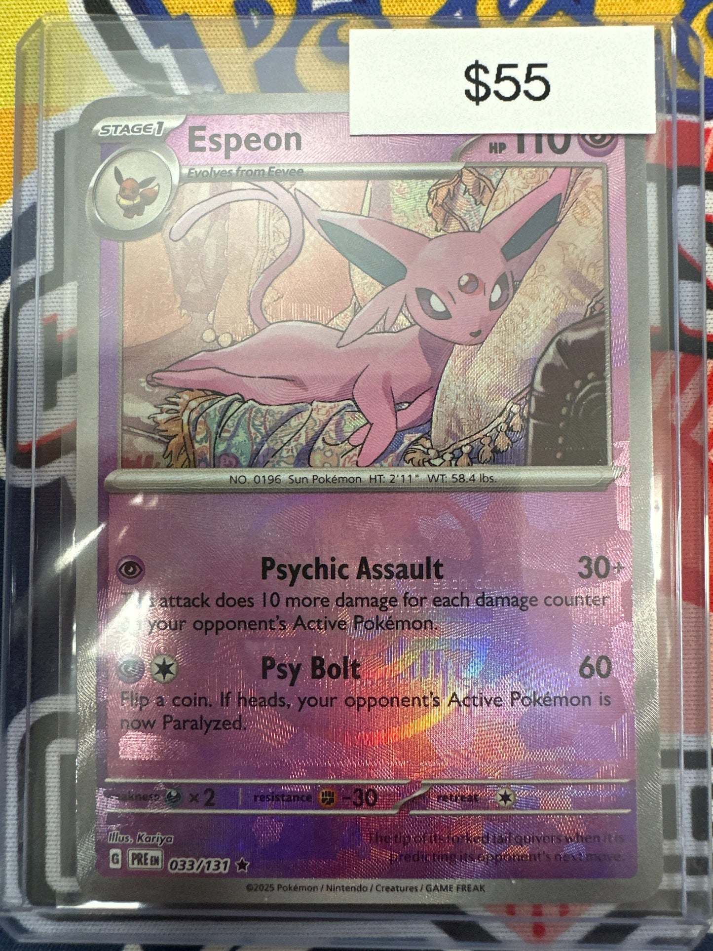 Pokemon Prismatic Evolutions Master Ball Holo Espeon 033/131
