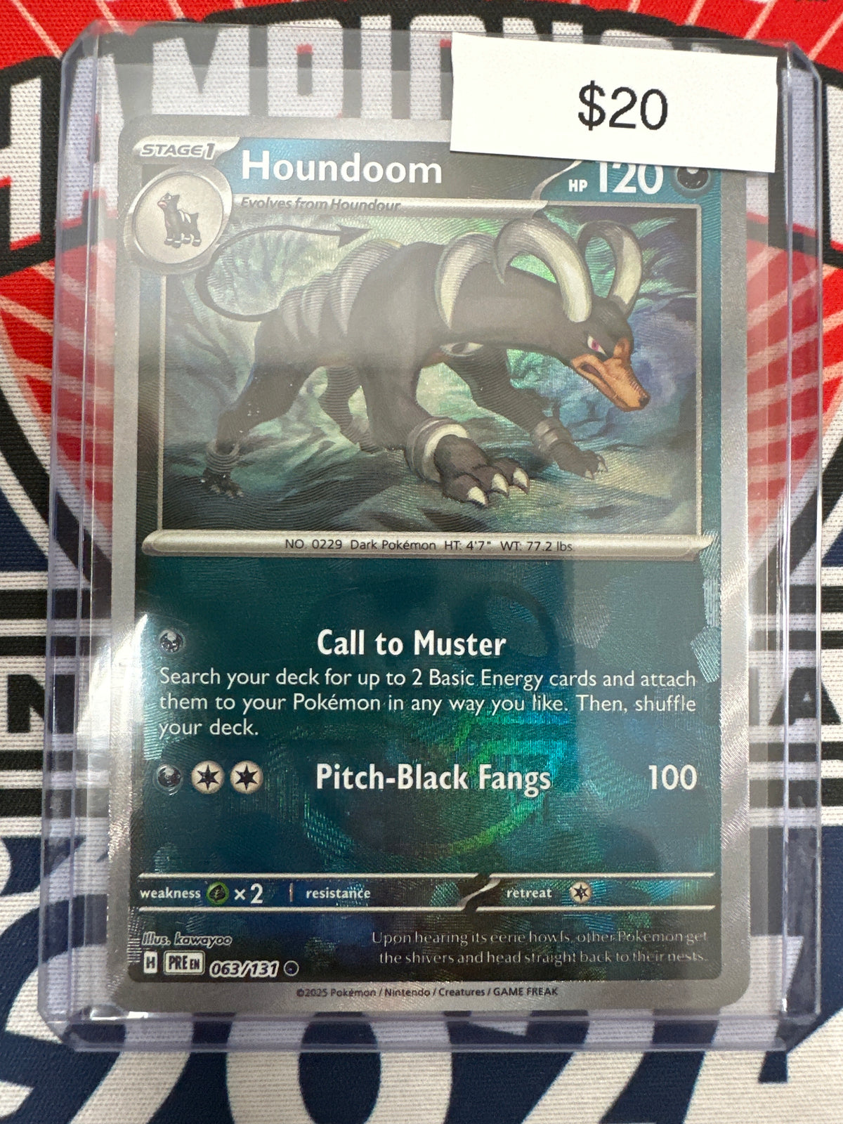 Pokemon Prismatic Evolutions Houndoom Masterball Holo 063/131