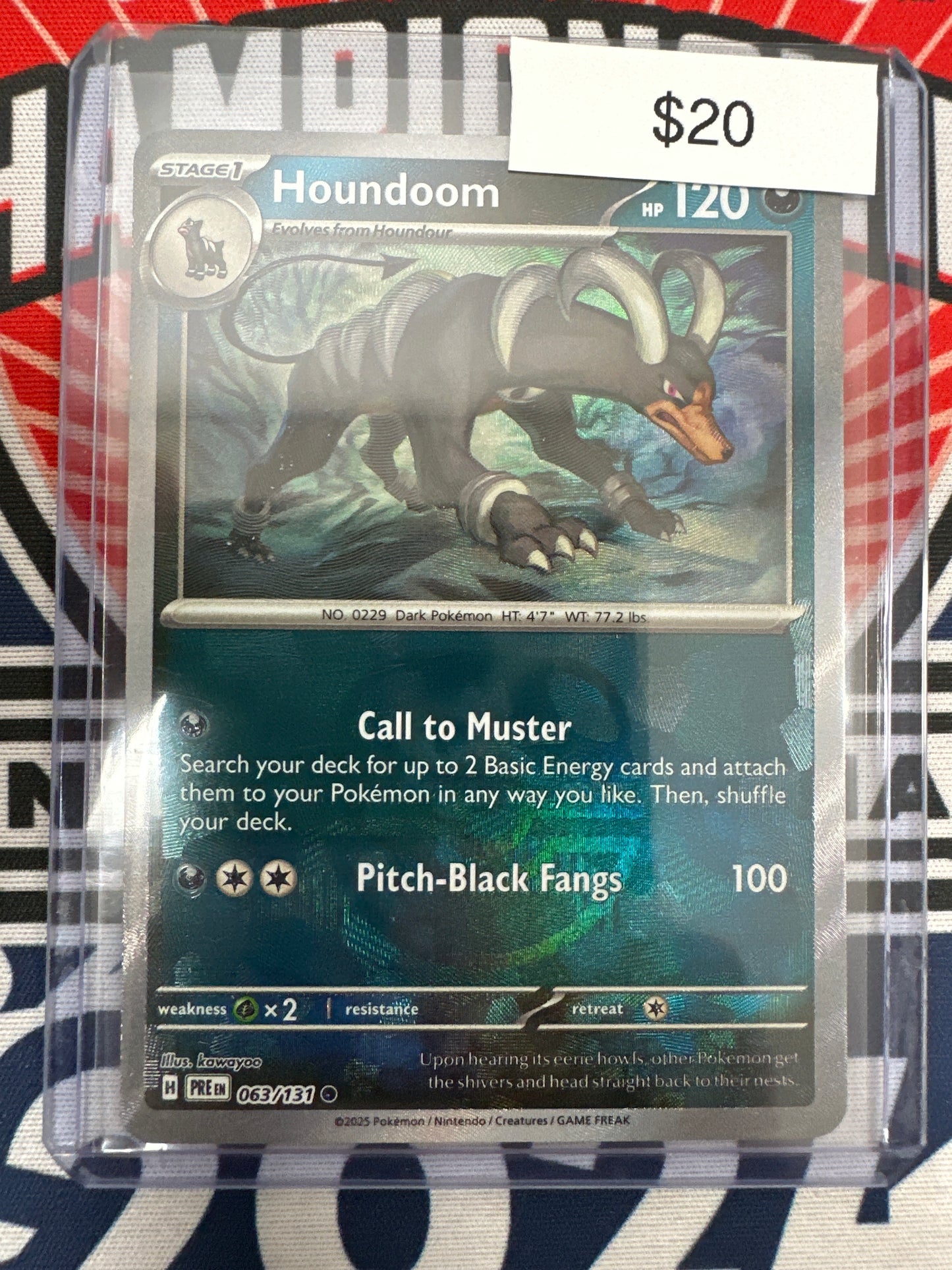 Pokemon Prismatic Evolutions Houndoom Masterball Holo 063/131