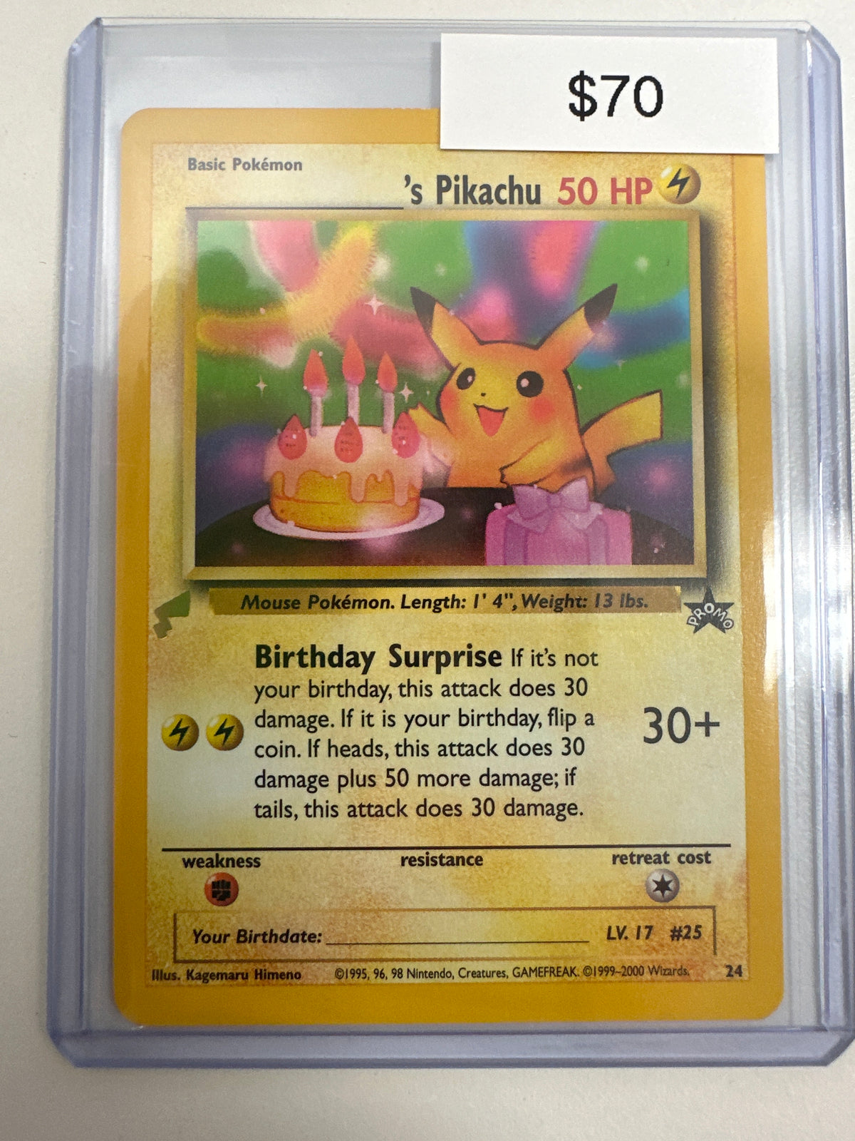 2000 Pokemon World Collection English #24 Birthday Pikachu Pikachu Tail Stamped