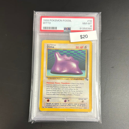 1999 Pokémon Fossil Ditto #18 PSA 8