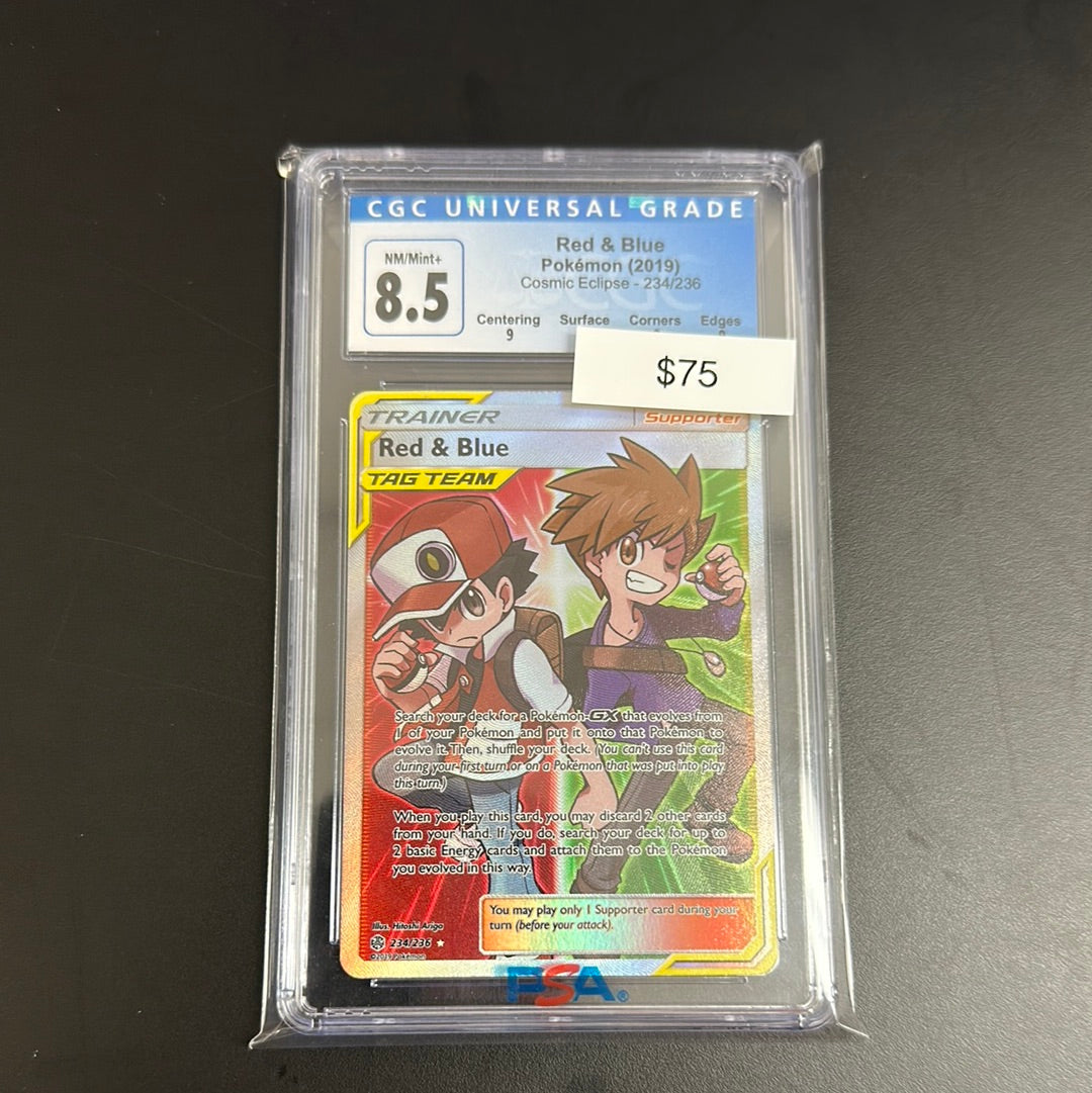 Pokémon Cosmic Eclipse Tag Team Red & Blue CGC 8.5