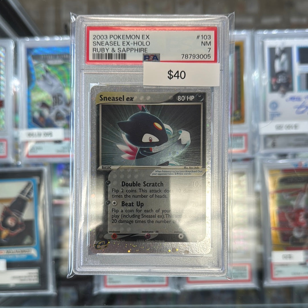 2003 Pokémon EX SNEASEL Ex Holo Ruby & Sapphire #103 PSA 7