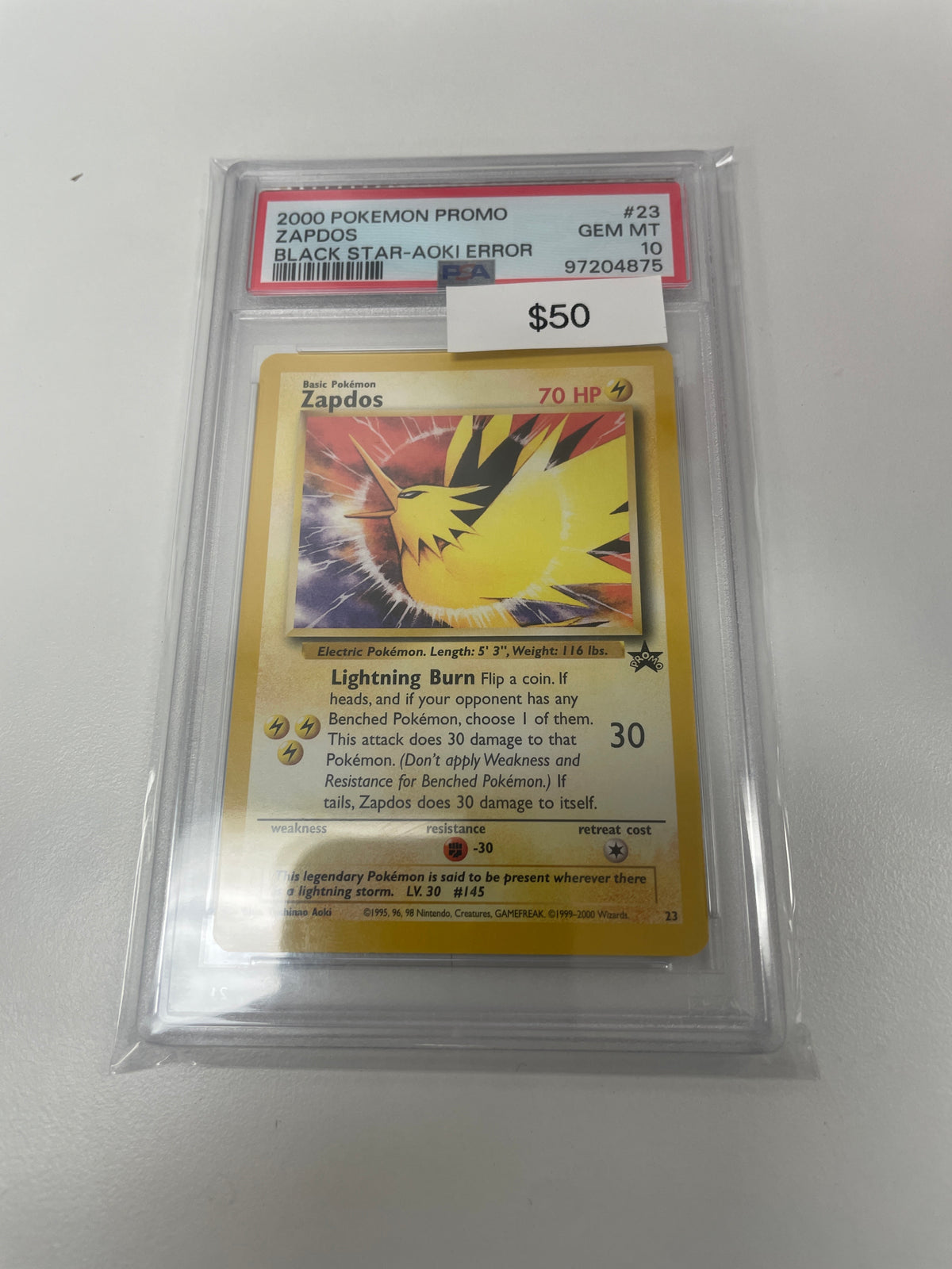 Pokemon Zapdos Black Star - Aoki Error #23 PSA 10