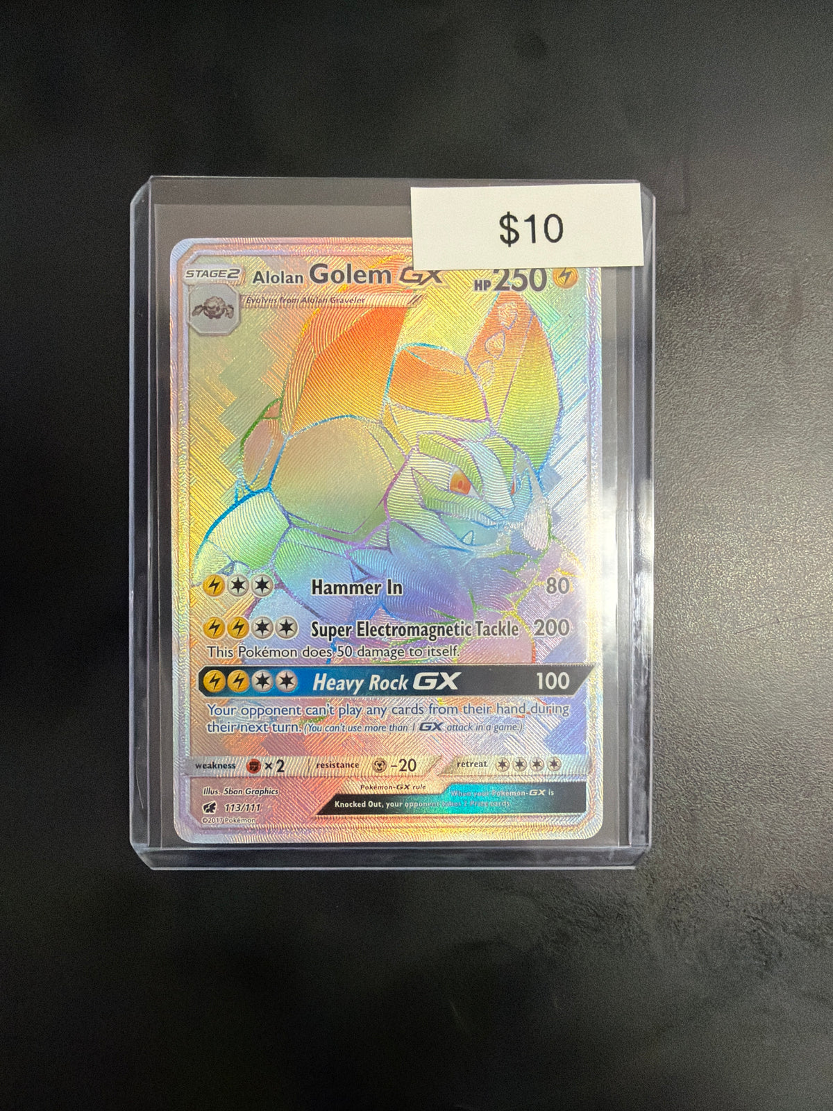 Pokemon Alolan Golem GX Secret 113/111