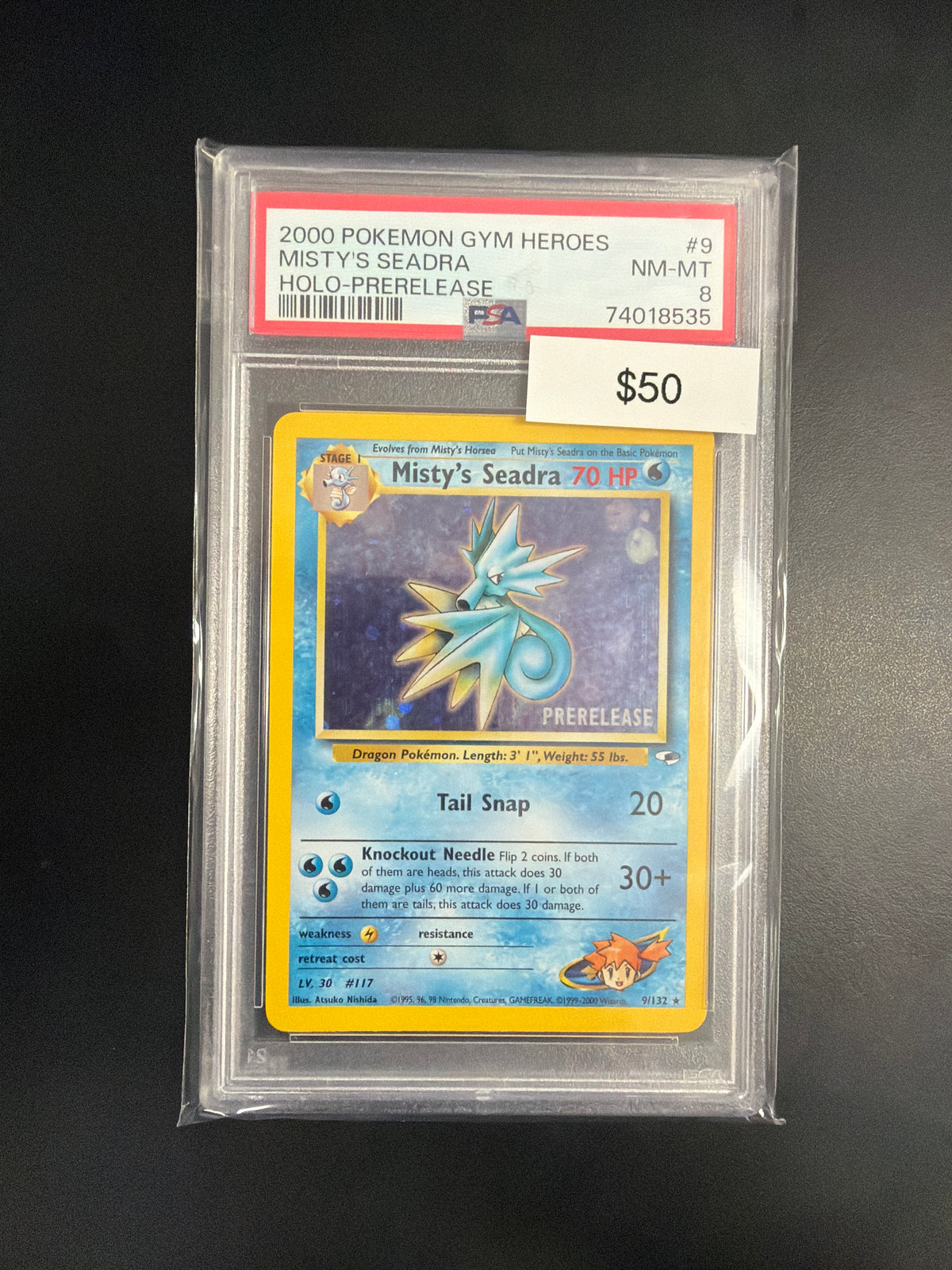 Pokemon Pre Release Misty's Seadra PSA 8