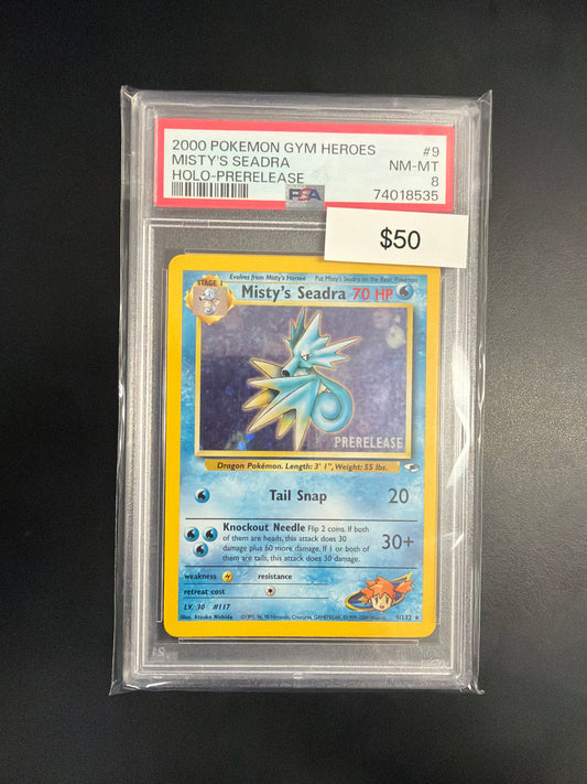 Pokemon Pre Release Misty's Seadra PSA 8