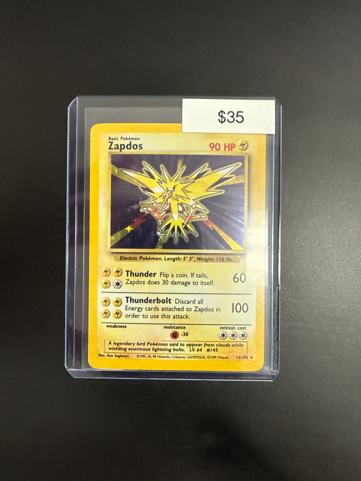 Pokémon Zapdos Base Set Holo 16/102