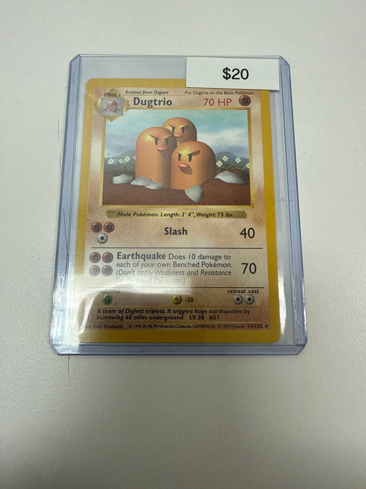 Pokemon Dugtrio Shadowless Non-Holo #19/102