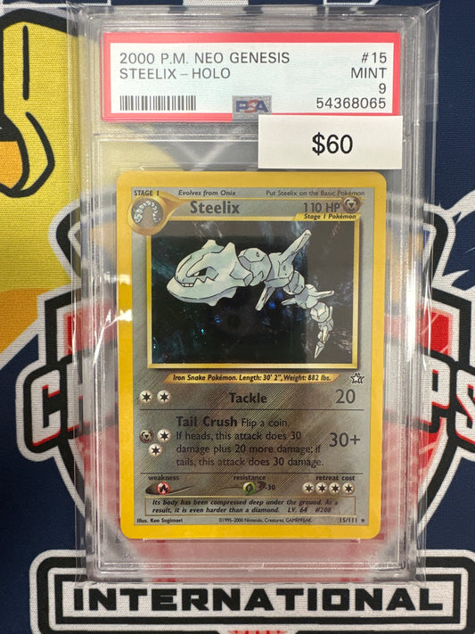 Pokemon Neo Genesis Steelix 15/111 Holo PSA 9