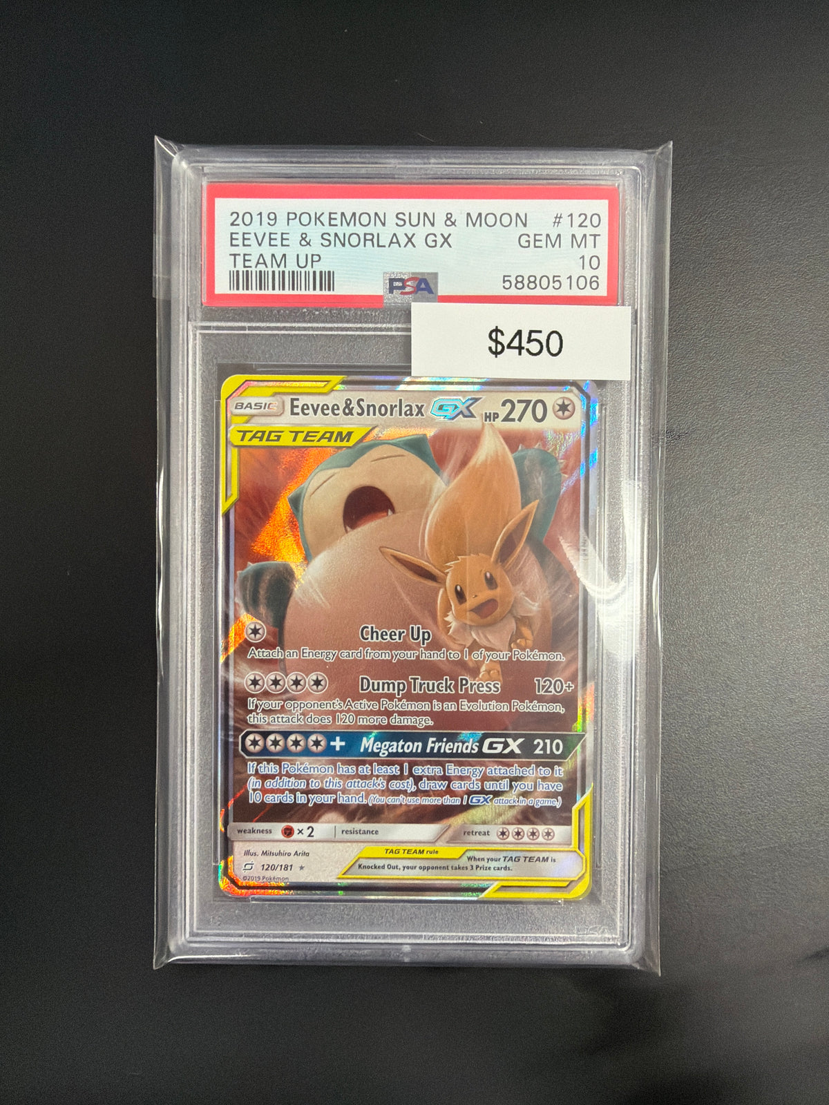 Pokemon Sun & Moon Eevee Snorlax GX 120 PSA 10