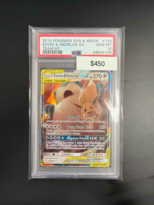 Pokemon Sun & Moon Eevee Snorlax GX 120 PSA 10