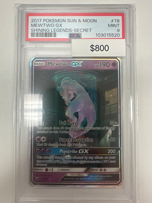 Pokemon Mewtwo Gx Shiny (Test Tube) 78/73 PSA 9