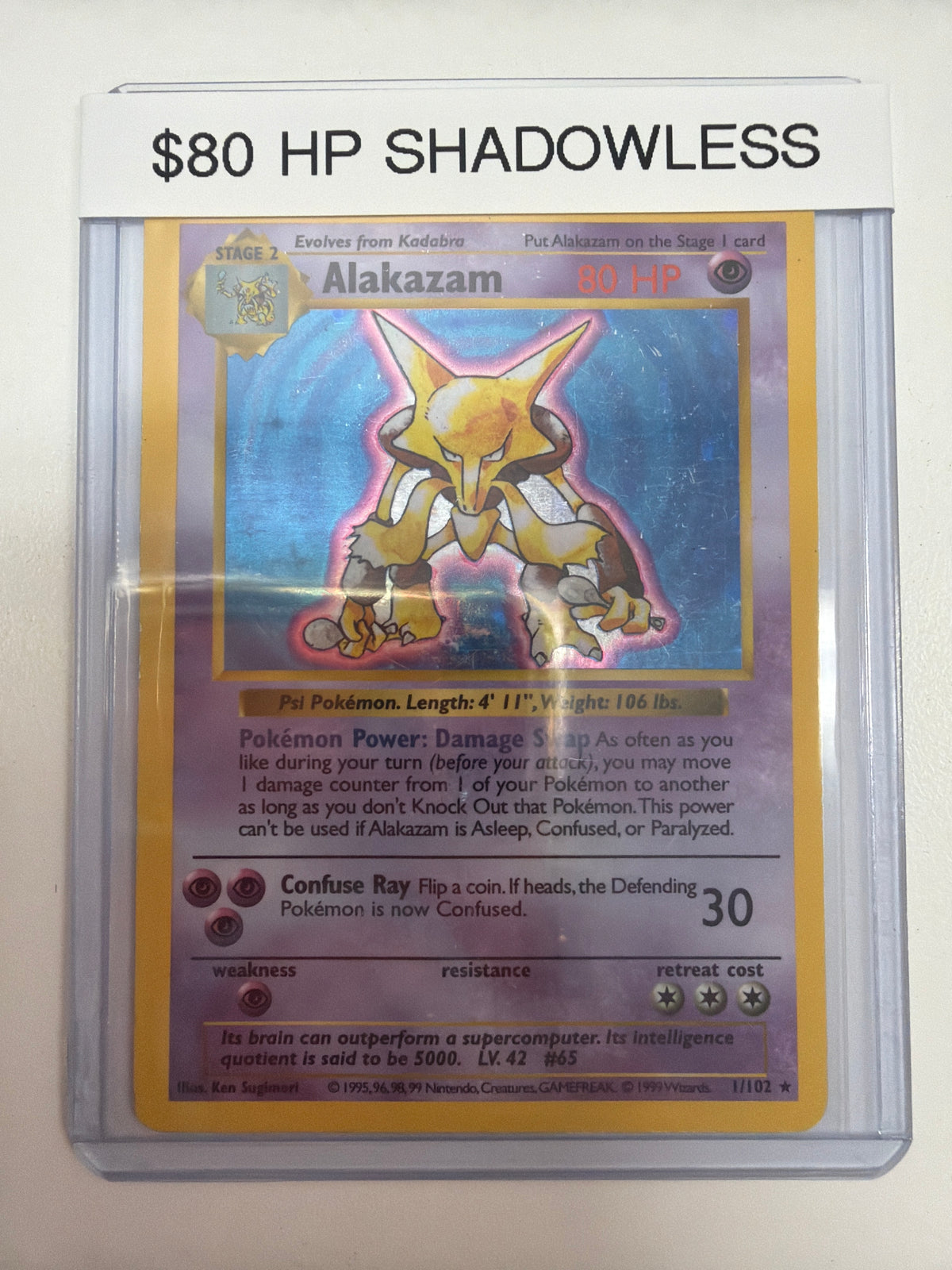 Pokemon Alakazam Shadowless 1/102 HP