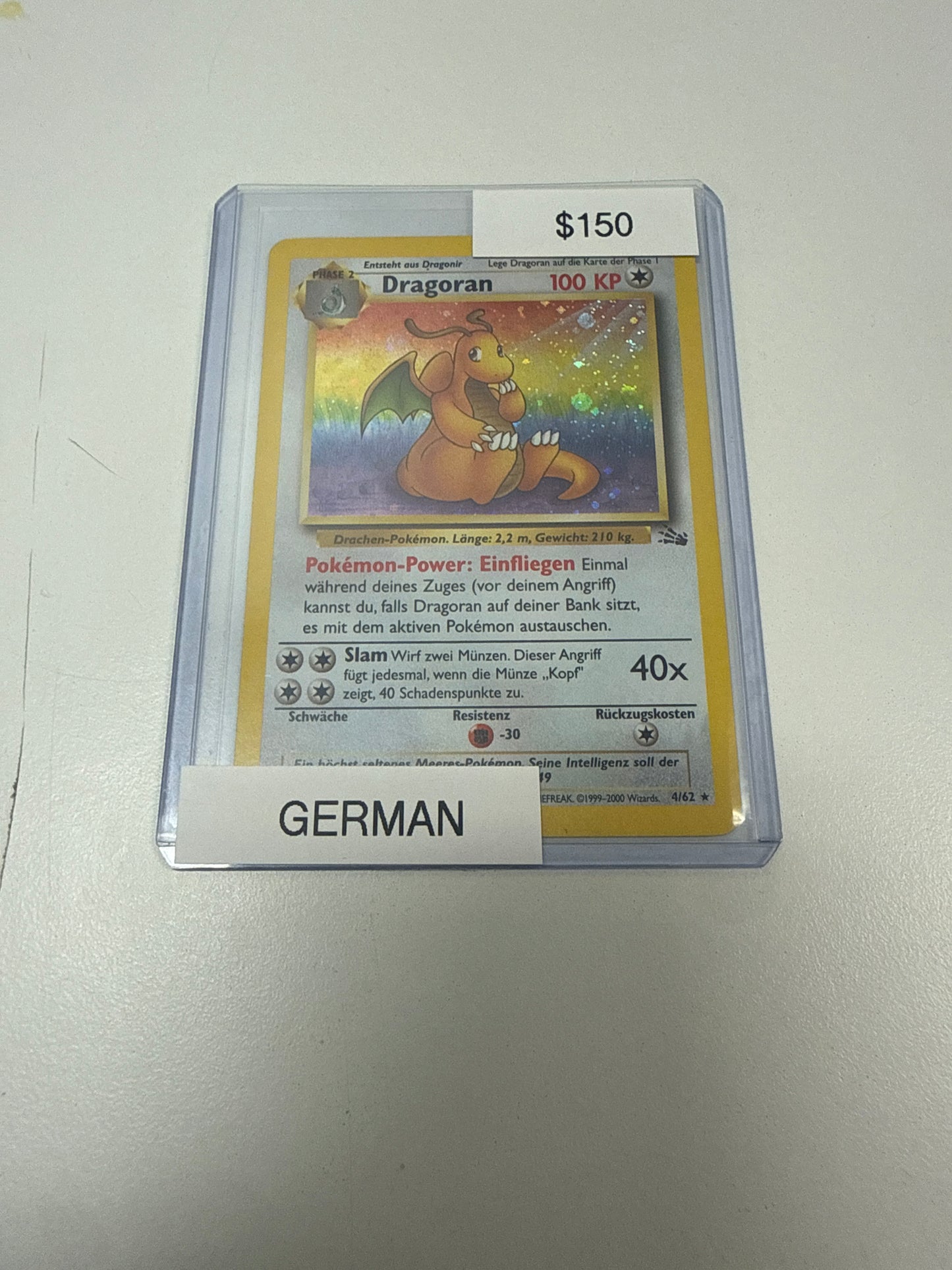 Pokémon Fossil Dragonite Holo German 4/62