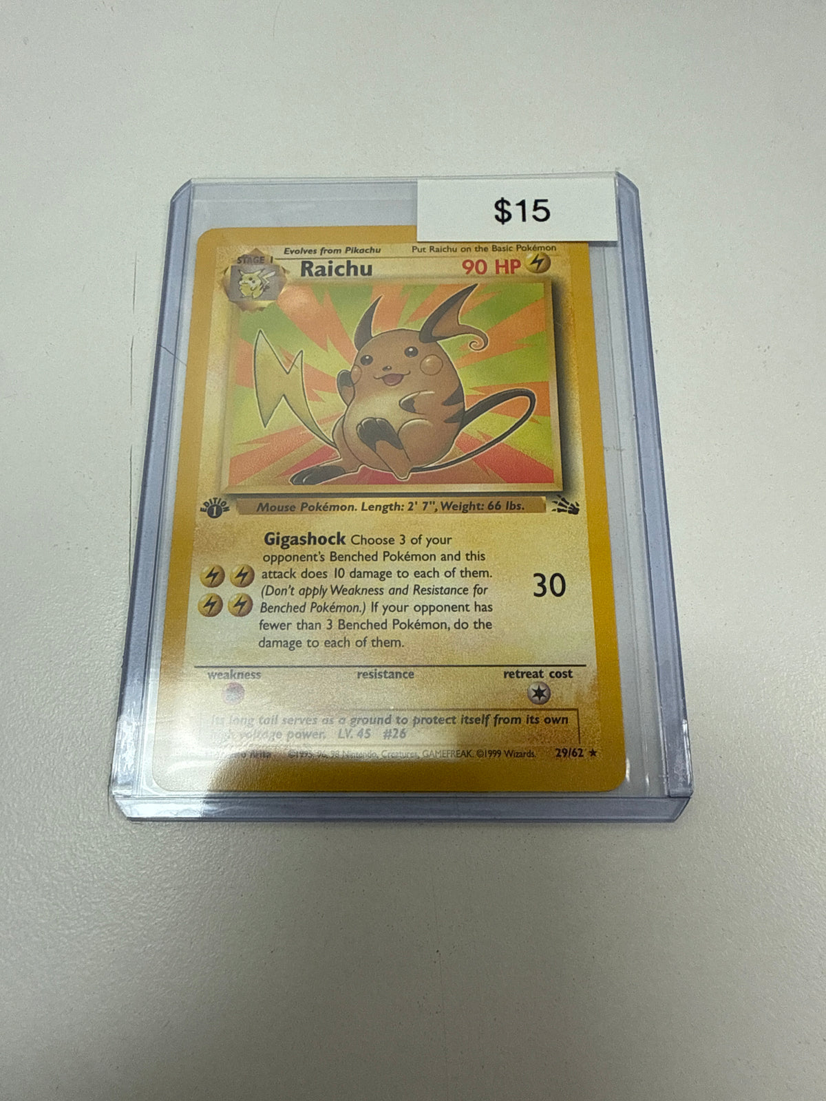 Pokemon Raichu 1st Ed Non-Holo #29/62