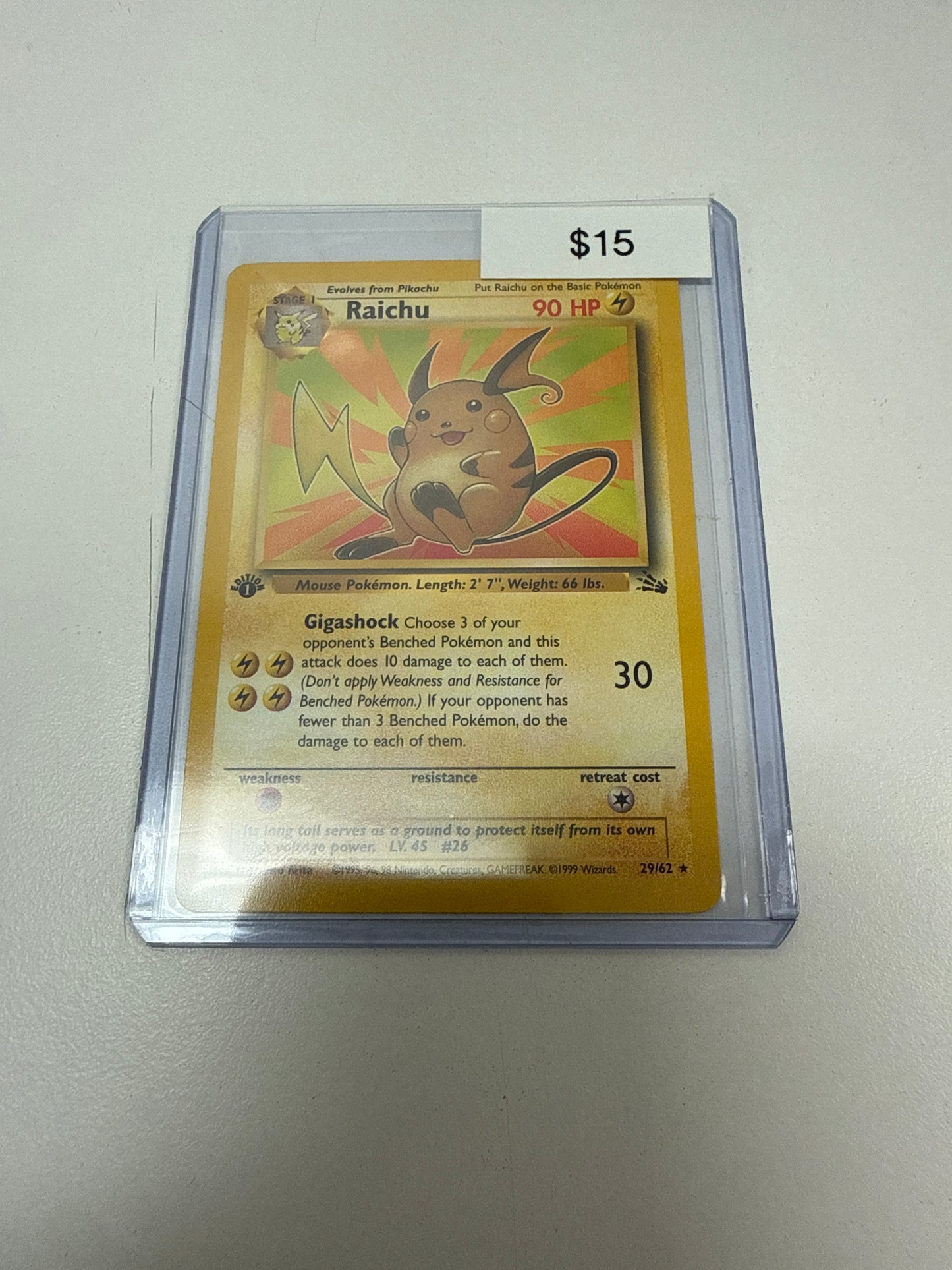Pokemon Raichu 1st Ed Non-Holo #29/62