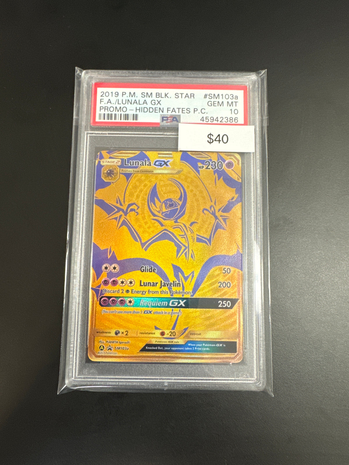 Pokémon Black Star Promo Lunala GX SM103a PSA 10
