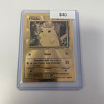 Pokemon Pikachu Gold Promo Metal Card #58/102