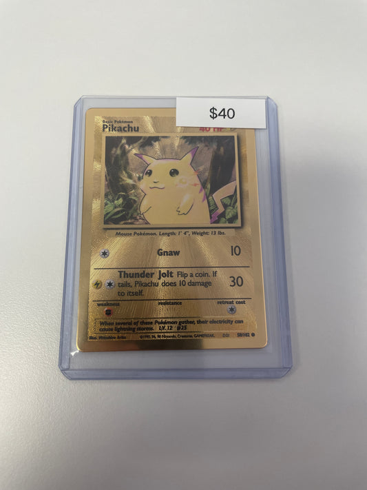 Pokemon Pikachu Gold Promo Metal Card #58/102