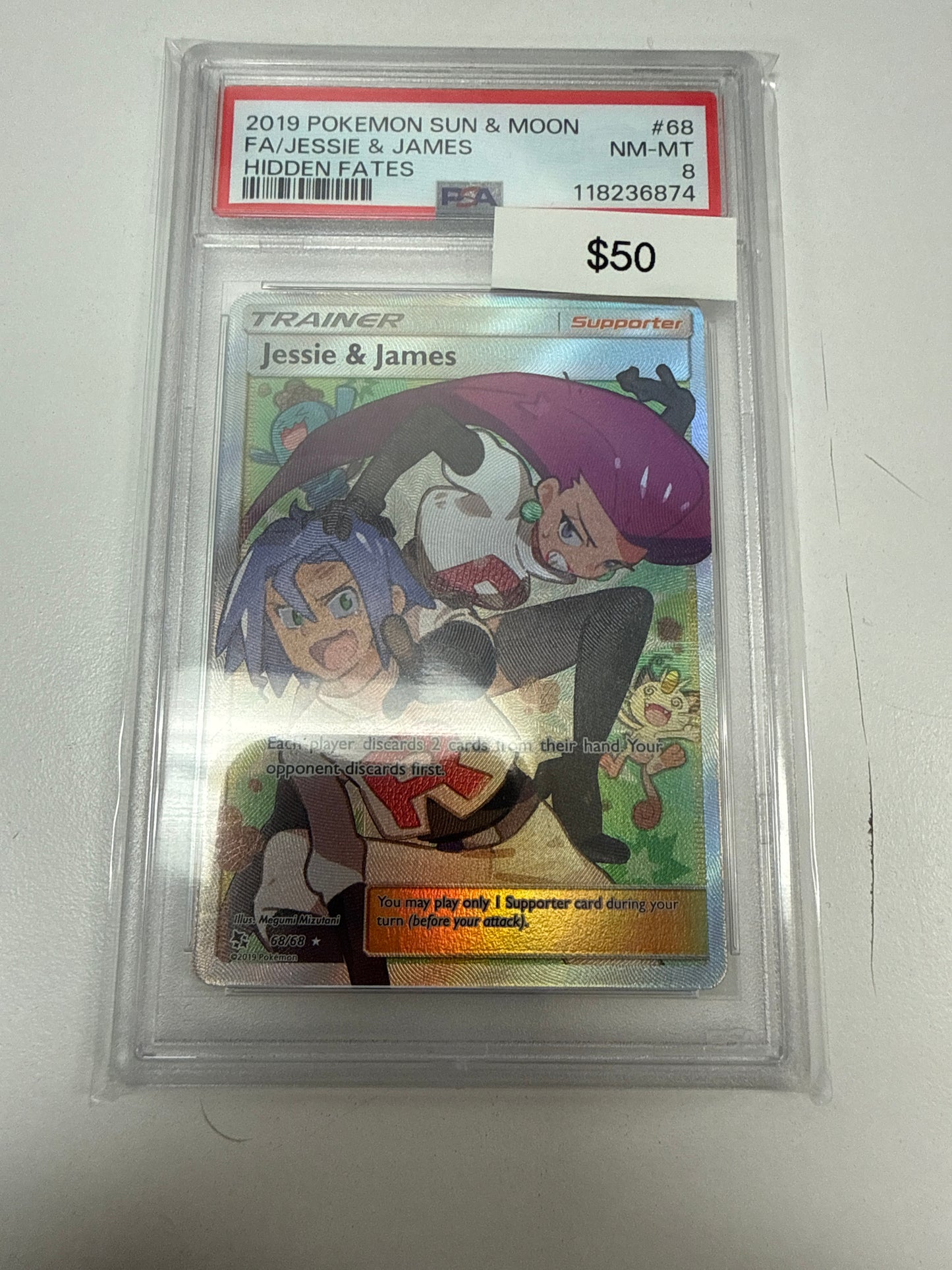 Pokémon Hidden Fates Jessie & James 68 PSA 8