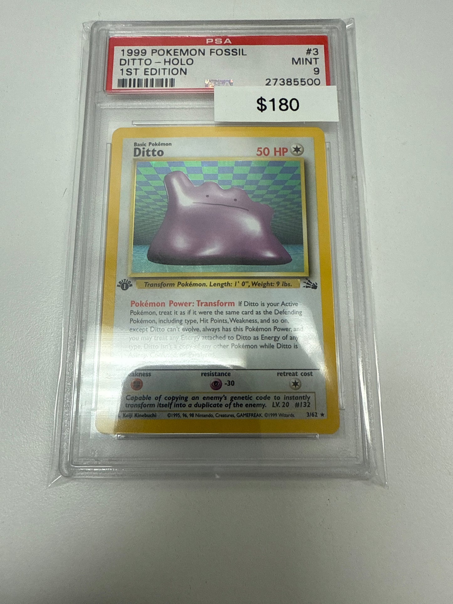 Pokemon Fossil Ditto Holo 1st Ed PSA 9 #3/62