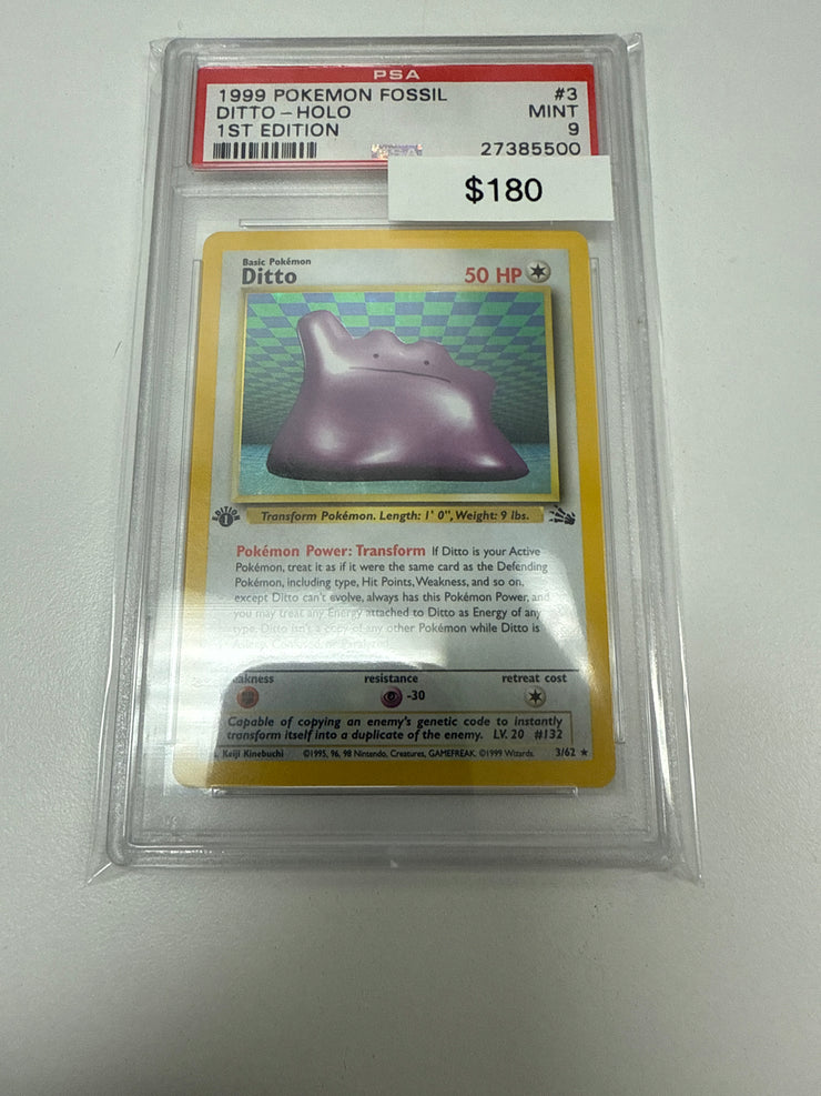 Pokemon Fossil Ditto Holo 1st Ed PSA 9 