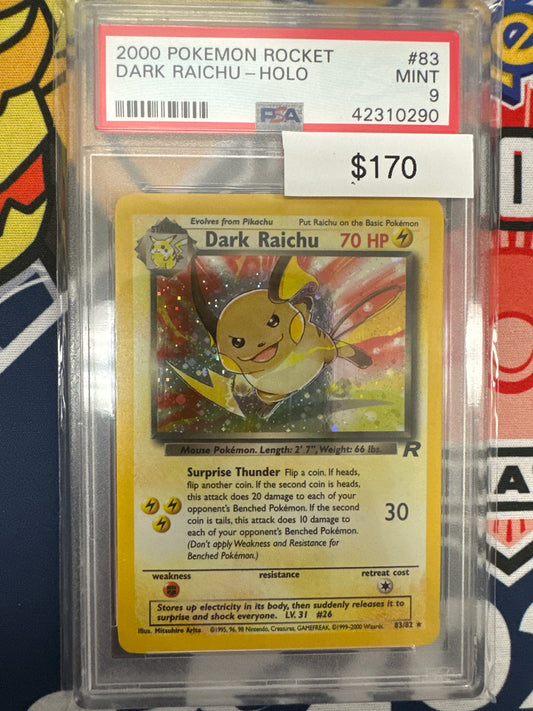 Pokemon Team Rocket Dark Raichu Holo #83/82 PSA 9