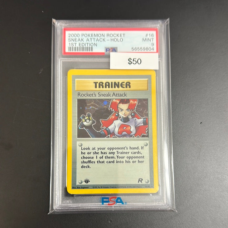 Pokémon Rocket Sneak Attack Holo 1st Edition 16/82 PSA 9