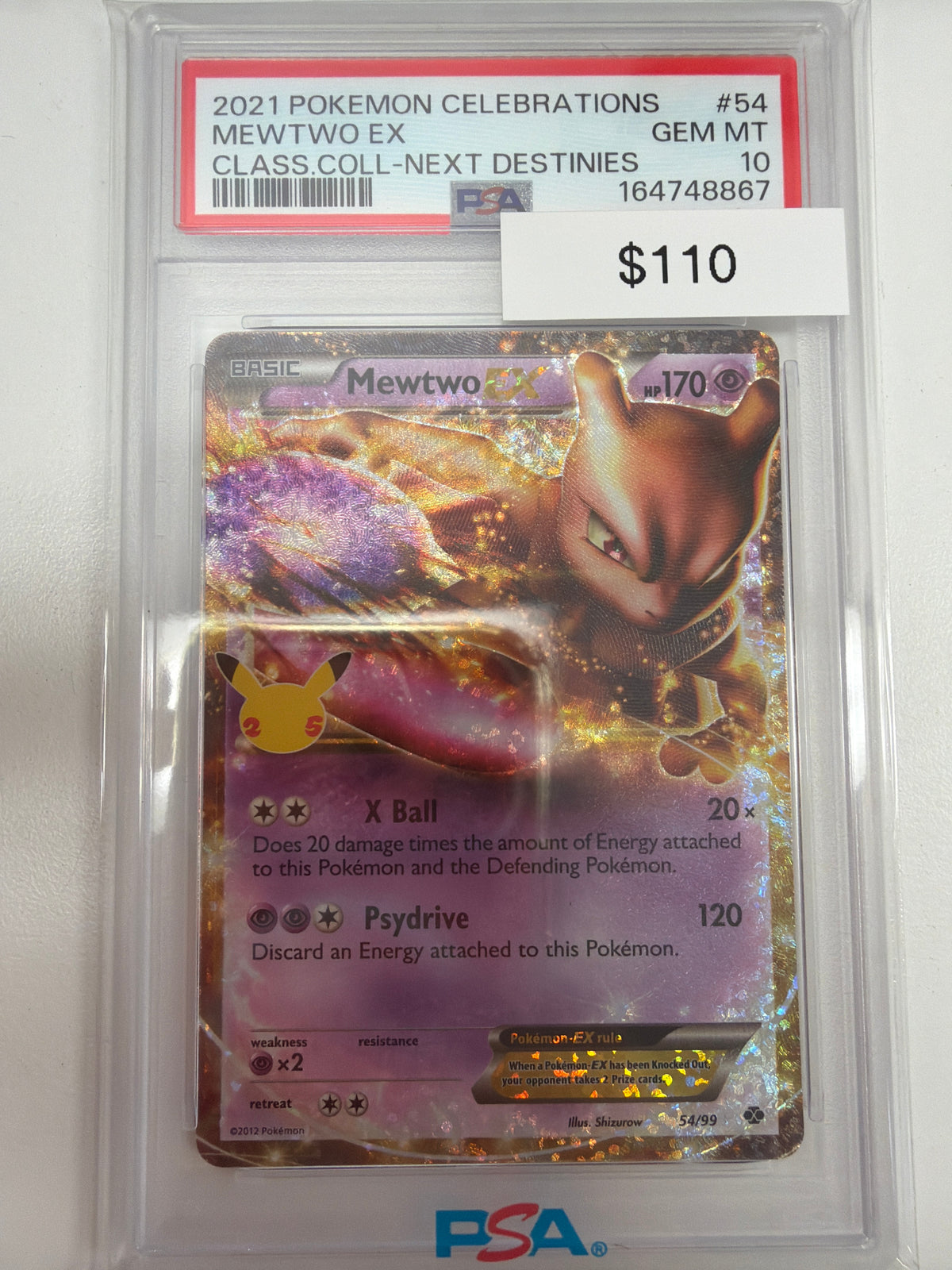 Pokemon Mewtwo EX 25th Anniversary 54/99 PSA 10