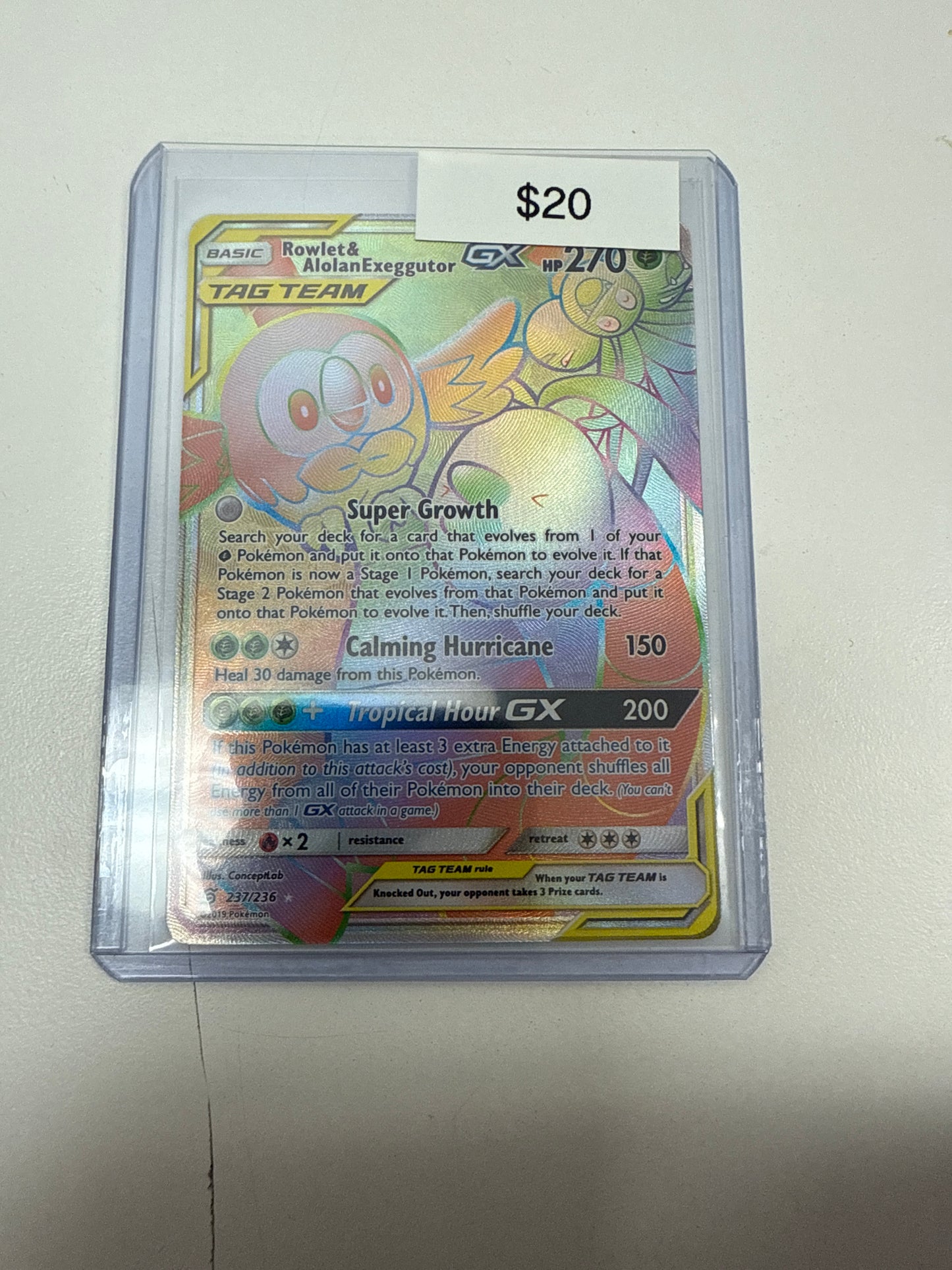 Pokemom Rowlet & Alolan Exeggutor Gx #237/236