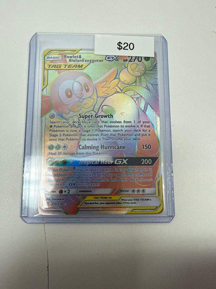 Pokemom Rowlet & Alolan Exeggutor Gx 