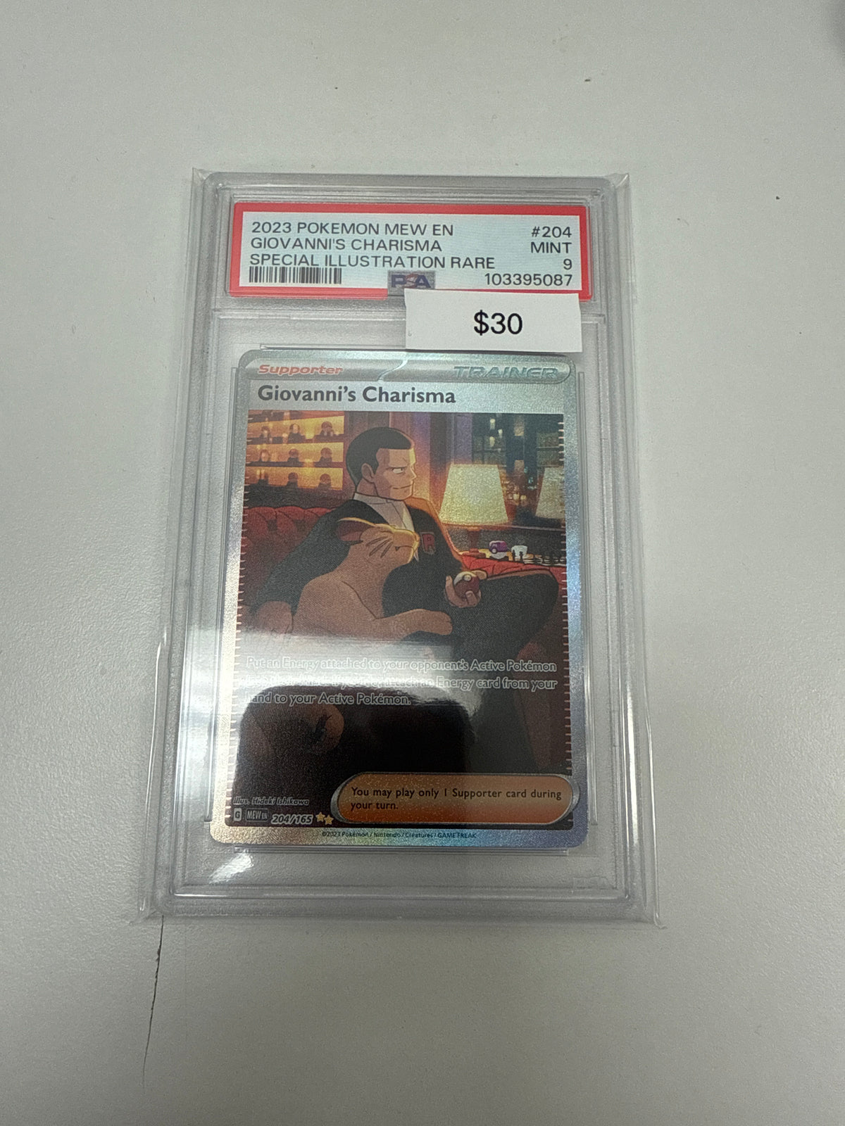 Pokemon 151 Giovanni’s Charisma #204/165 PSA 9