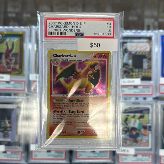 2007 Pokémon D&P Charizard Holo Secret Wonders #3 FR PSA 1.5