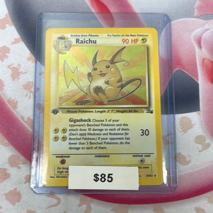 Pokémon Raichu Fossil 1st Edition Holo 14/62