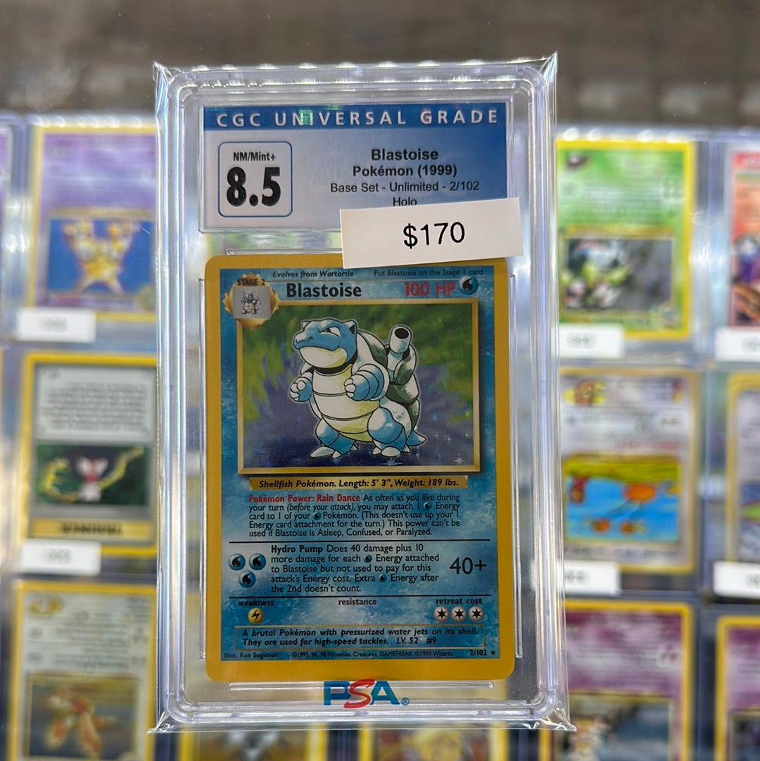 Pokémon 1999 Blastoise CGC 8.5 2/102 Holo