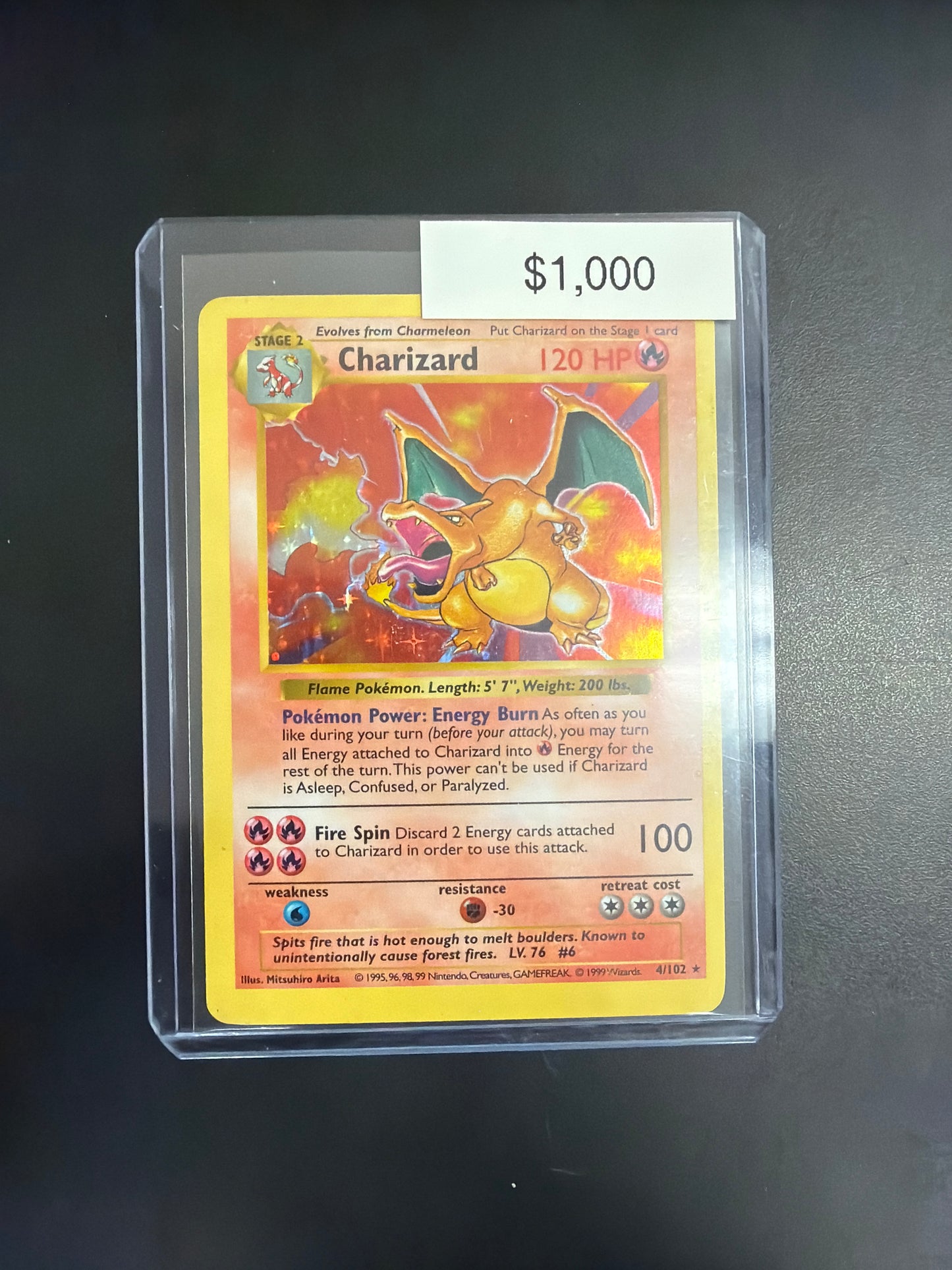 Pokemon Base Set Charizard Shadowless #4/102 HP