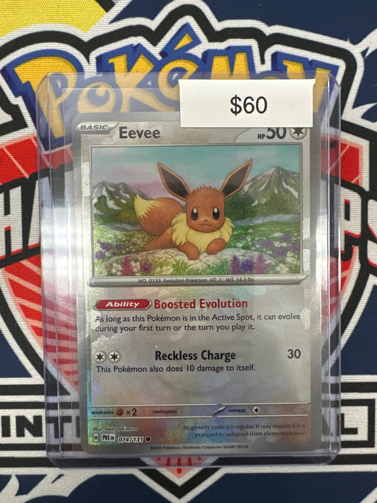 Pokemon Prismatic Evolutions Eevee Masterball Holo 074/131