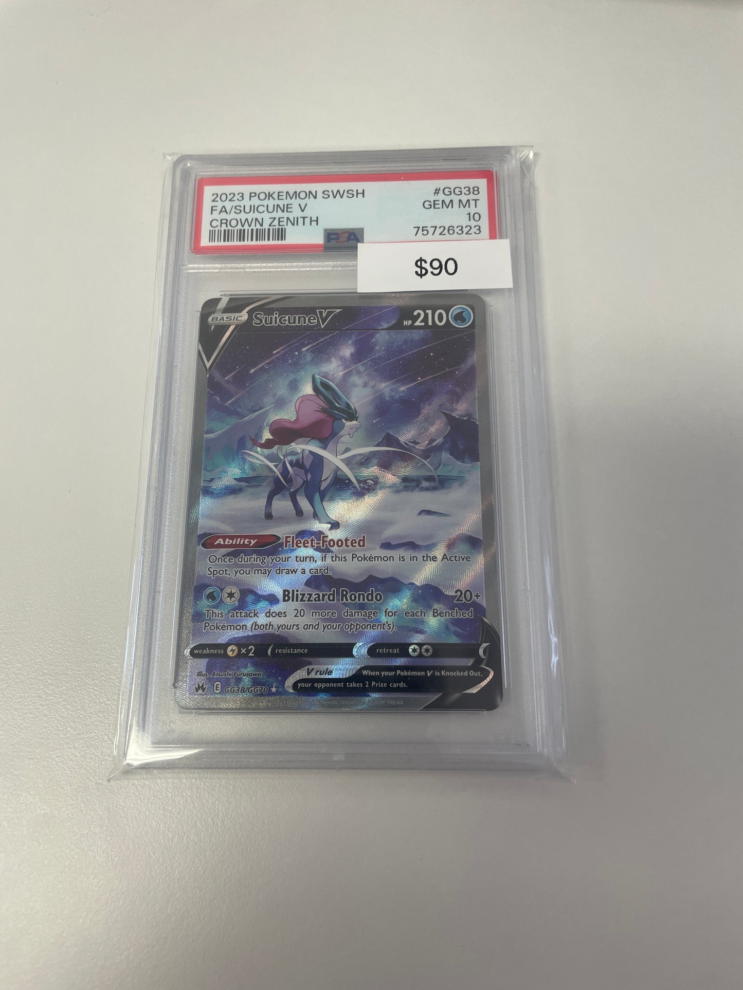 Pokemon Suicune V Art #gg38/gg70 PSA 10